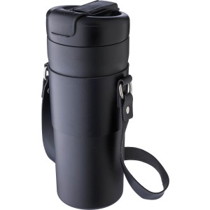 Duplafal�, rozsdamentes ac�l kulacs, 730 ml, fekete