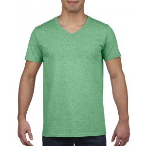 Gildan SoftStyle frfi V-nyak pl, Heather Irish Green (T-shirt, pl, kevertszlas, mszlas)